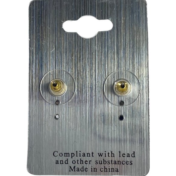 Cubic Zirconia Earrings 10MM Gold Plated - Picture 4 of 4